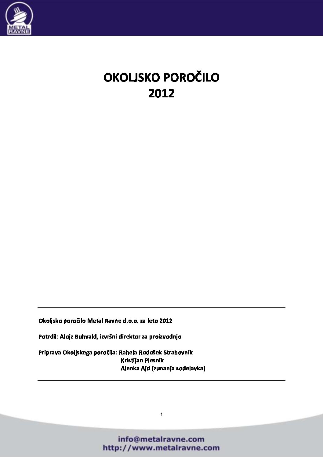 Okoljsko porocilo Metal Ravne 2012 pdf