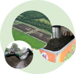 Kompostarna Lobau, pri Dunaju v Avstriji, ki na leto predela okoli 100.000 t ločeno zbranih biološko razgradljivih odpadkov iz Dunaja in okolice in proizvede od 40.000 do 50.000 t prvorazrednega komposta. (vir: MA 48, Dunaj)