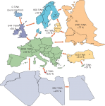 Slika 1: ocenjen potencial za uvoz zemeljskega plina v EU (vir: di Valdabero in Virdis, 2007)