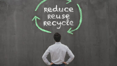 reduce reuse recycle, sustainability concept drawn by chalk