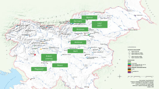 Kje so možna najdišča kritičnih surovin pri nas (Vir: Geološki zavod Slovenije)