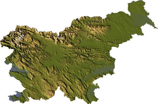Slika 1: Digitalni višinski model Slovenije (Katedra za hidrologijo in hidravlično tehniko, n.d.).