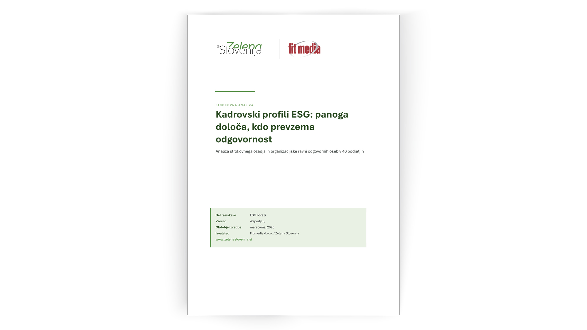 Analiza ESG obrazi Kadrovski profili ESG marec maj 2026 naslovnica