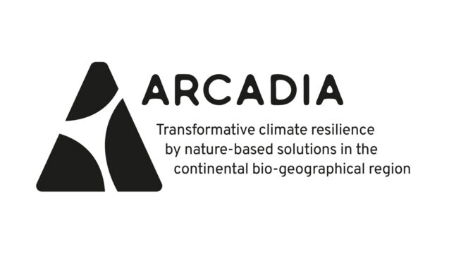 Arcadia logo payoff BW